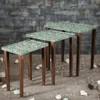 Heritageazure Solid Wood Nested End Table in Paper Finish - Set of 3