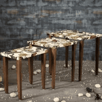 Plushwilderness Solid Wood Nested End Table in Paper Finish - Set of 3
