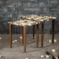 Plushwilderness Solid Wood Rectangular Nested End Table in Paper Finish - Set of 2