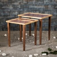 Peach Solid Wood Side Table in Pink Finish - Set of 2