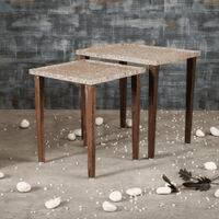 Honeycomb Solid Wood Nested End Table in Paper Finish - Set of 3