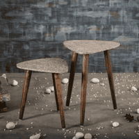 Honeycomb Solid Wood Nested End Table in Paper Finish - Set of 2