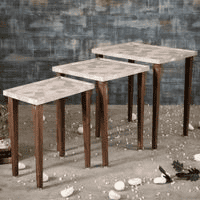 Allure Solid Wood Nested End Table in Paper Finish - Set of 3