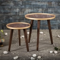 Redgoldpaisley Solid Wood Nested End Table in Paper Finish - Set of 2