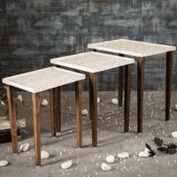 Chantilly Solid Wood Nested End Table in Paper Finish - Set of 3