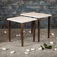 Chantilly Solid Wood Nested End Table in Paper Finish - Set of 2