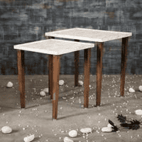 Leherein Solid Wood Nested End Table in Paper Finish - Set of 2