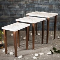 Tehni Solid Wood Nested End Table in Paper Finish - Set of 3
