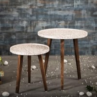 Chaandi Solid Wood Nested End Table in Paper Finish - Set of 2