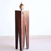 V Cut Designer End Table Natural