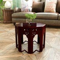 Wooden End Table Octagonal Shape In Walnut Finish