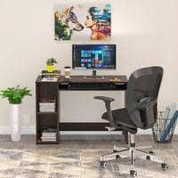 Mallium Free Standing Engineered Wood Study Table with Keyboard Slider in Wenge Finish