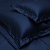 Stoa Paris Satin Pillow Covers,  Premium Plain Pillow Cover Set of 2, 68L x 45W cms - Mystique Blue