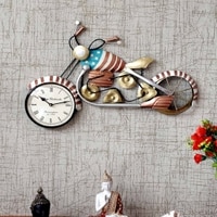 Craft Tree Metal Handpainted Decorative Bike  Clock Showpiece Dial Size 6'' In  Multicolor