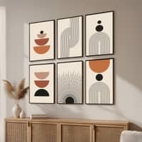 The Castle Decor Boho Abstract Botanical Wall Art Set of 6 Design 4 11x17 Inch