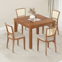Brighton Square 4 Seater Dining Table With Reed Dining Chairs Set