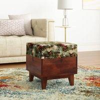 Olive Solid Wood  Ottomon in  Multicolor Colour