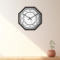 Octagonal Wooden Wall Clock with Bold Numbers