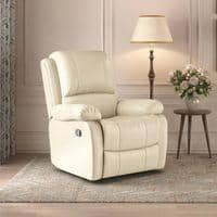 Lebowski Leatherette One Seater Manual Recliner in Ancient Ivory Cream Colour