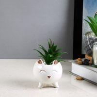 White 1 Pieces Succulent Artificial Plant With Pot