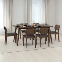 Lawson 6 Seater Dining Table Set (Colour- Dark Brown, Finish- Walnut)