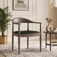 Dara Solid Wood Dining Chair in Danish Walnut Finish & Black Leatherette Colour