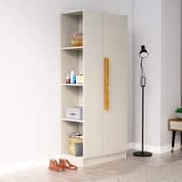 Hexa Red Wooden 1 Door Wardrobe with Hanging Space in Frosty White Colour