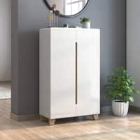 Oslo High Gloss 21 Pair Shoe Rack In White Finish