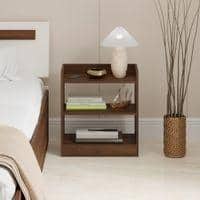 Nohee Engineered Wood Bedside Table in Brown Maple Finish