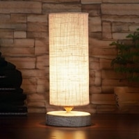 Rudy White Jute table lamp with White Brushed wood base