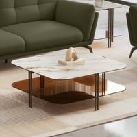 Paloma Square Marble Coffee Table in Pluto Spanish Ceramic Finish