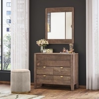 Toledo Solid Wood Chest of 6 Drawers In Danish Walnut Finish