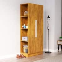 Hexa Red Wooden 1 Door Wardrobe with Hanging Space in Giant Wood Colour