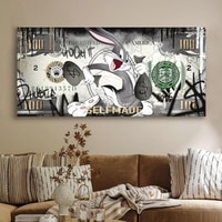 Self Made Money Graffiti Canvas Wall Painting Home Decor 22x46 Inch