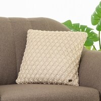 Popcorn Natural Cotton Knitted Cushion Cover 16X16 Inches