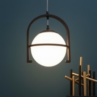 Eliante Hanging Light, White Glass Shade, Mild Steel And Wood, 1 Bulb - Modern Ceiling Pendant Lamp