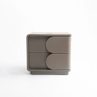 Manfred Leather Side Table in Brown Colour
