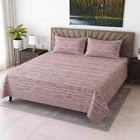 Maroon Shade Floral Cotton 400 Tc Flat Super King Bed Size Sheet With 2 Pillow Cover