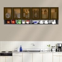 Aluminium Black Profile 6 Tinted Glass Handless Shutter  In Slate Grey Finish