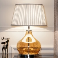 Ingram Glass and Metal Table Lamp With White Cotton Shade