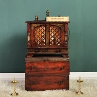 D'Dass Multi Color Mdf and Sheesham Wooden Temple With Cabinet For Pooja
