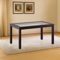 Floyd 6 Seater Solid Wood Dining Table With Glass In Mahogany Finish