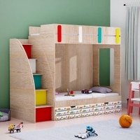 Pinwheels Bunk Bed with Storage in Oak Colour BKBB047