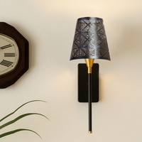 Devansh Metal Electric Wall Light in Black Colour with Black Shade Count of 1 Light