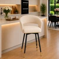 Doe Buck Mixoy Velvet Bar Stool in Emerald Beige Colour with Gold Accents