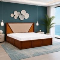 Shilp Solid Wood Compact King Bed Hydraulic Storage Provincial Teak Finish Mattress 72 x 72 Inches