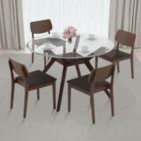 Wesley - Lawson 4 Seater Dining Table Set (Colour- Dark Brown, Finish- Dark Walnut)