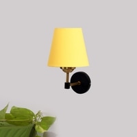 Devansh Metal Electric Wall Light in Black Colour with Yellow Shade Count of 1 Light