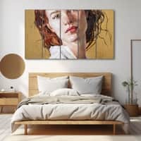 The Castle Decor Woman Abstract Wall Painting Wooden Framed Digital Painting 27x48 Inch (Style 5)