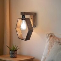 Hex Brown Solid Wood Wall Lights